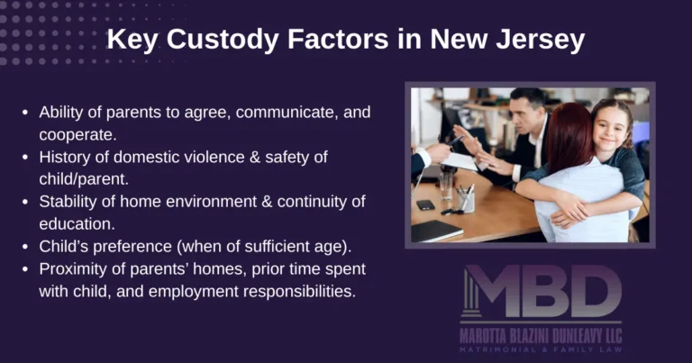 Key custody factors in New Jersey
