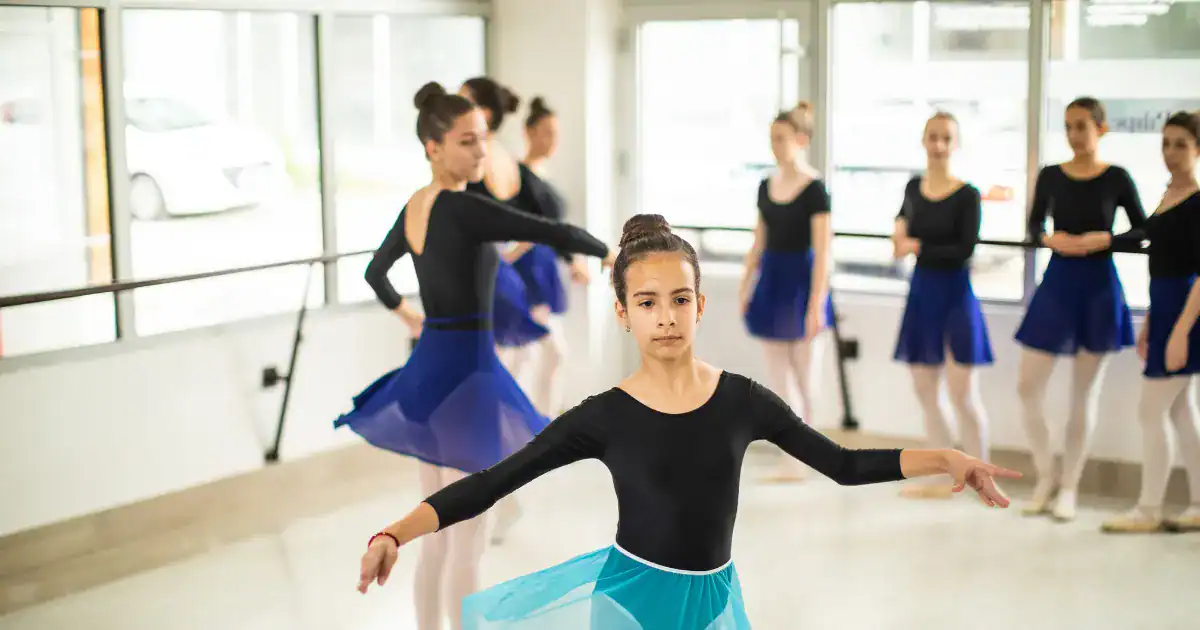 A dance studio training.